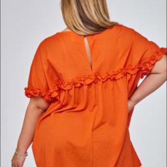 Oversized Orange Ruffled Top - Picture 4 of 5